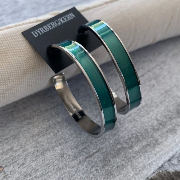 Dyrberg/Kern Kiapa turquoise enamelled hoop earrings - Picture 4 of 8